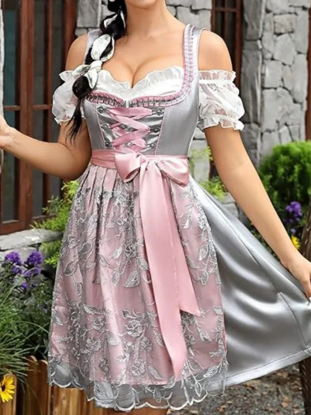 Βαυαρικό Φόρεμα Dirndl με Κοντό Μανίκι | Oktoberfest