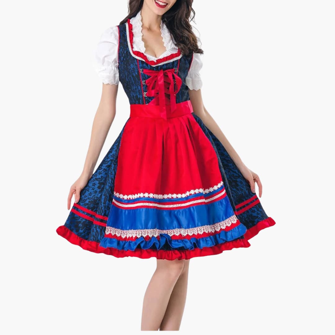 Φόρεμα Dirndl Oktoberfest | Μήκους Γόνατος με Ποδιά και Δέσιμο