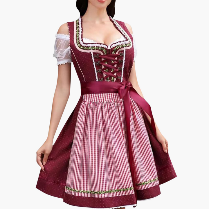 Φόρεμα Dirndl με Λαβές και Καρό | Δύο κομμάτια, Κεντημένο Κουστούμι Oktoberfest