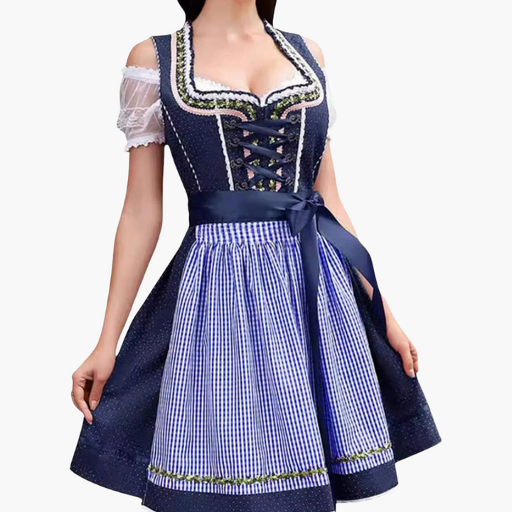 Φόρεμα Dirndl με Λαβές και Καρό | Δύο κομμάτια, Κεντημένο Κουστούμι Oktoberfest