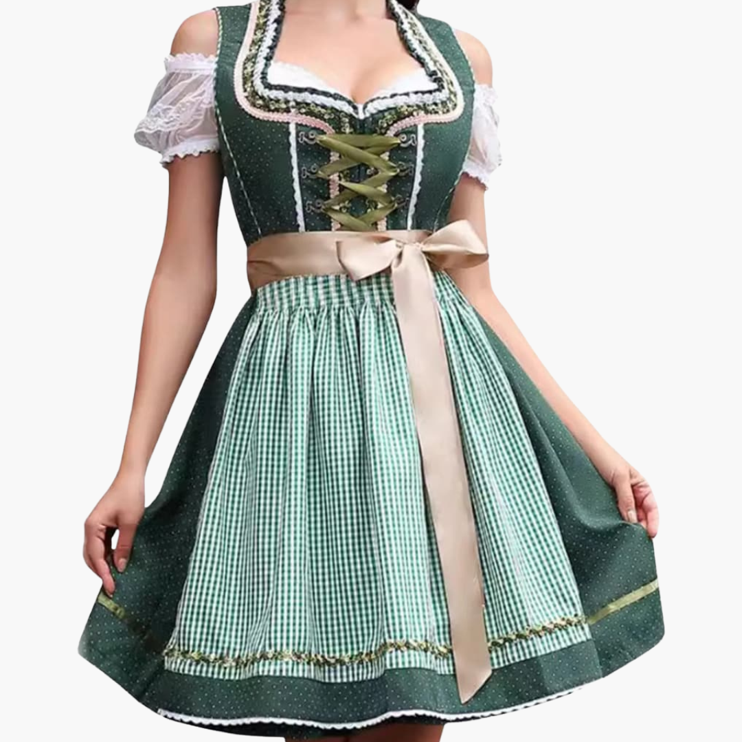 Φόρεμα Dirndl με Λαβές και Καρό | Δύο κομμάτια, Κεντημένο Κουστούμι Oktoberfest